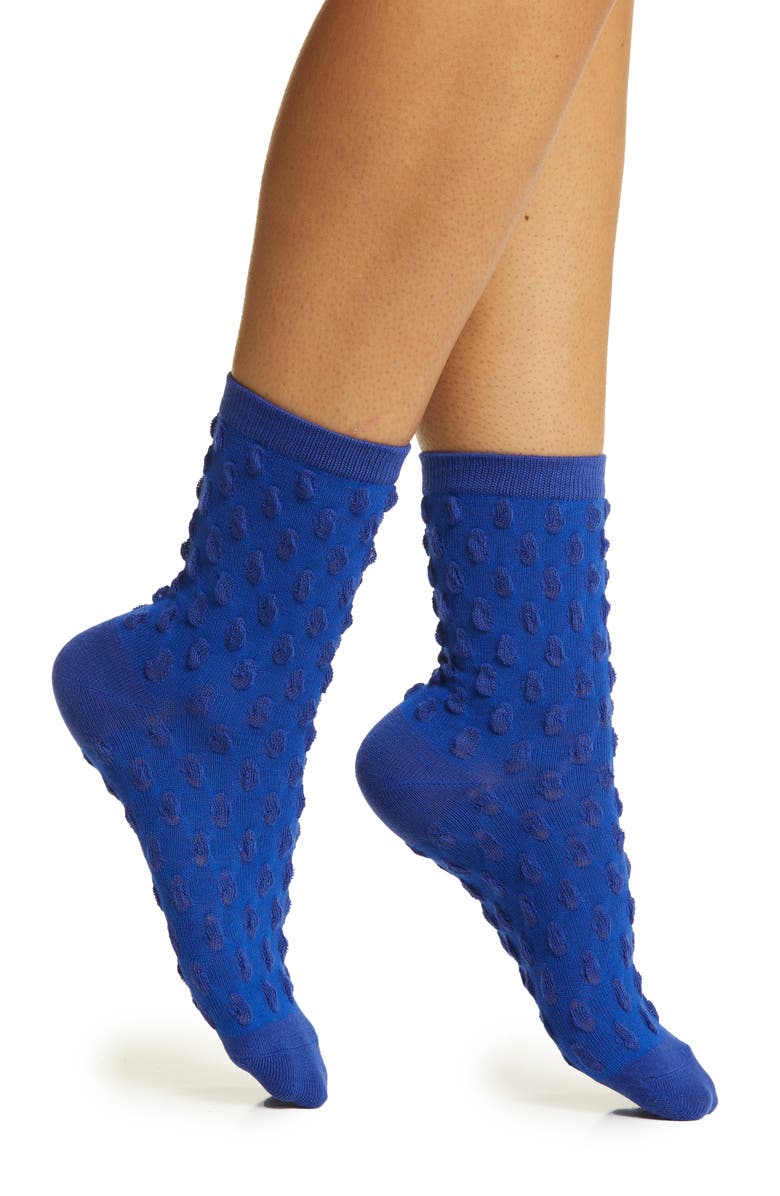 HIGH HEEL JUNGLE Dot Texture Crew Socks, Main, color, Indigo