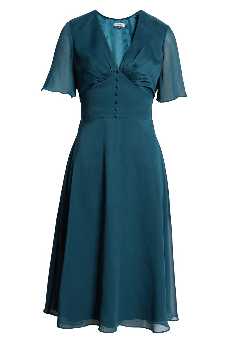 Oria A-Line Chiffon Dress, Alternate, color, TEAL