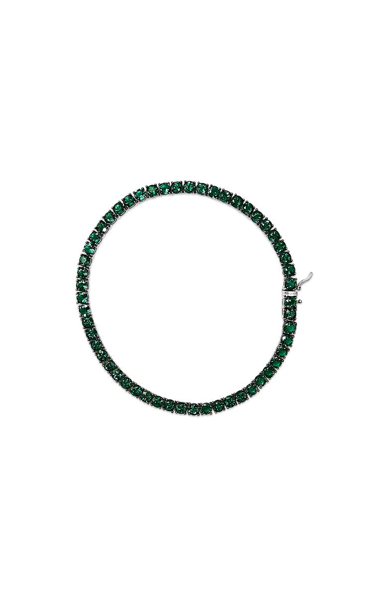 Haus of Brilliance Men's .925 Sterling Silver Created Green Emerald Tennis Bracelet - 8.5" Inches, Alternate, color, White