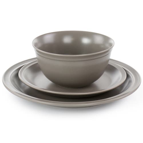 Gibson Home Siam 12 Piece Round Stoneware Dinnerware Set In Gray