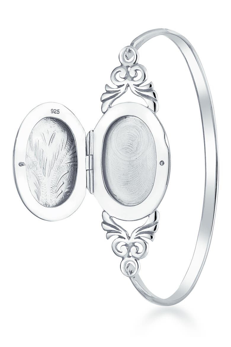 Sterling Silver Locket Bangle Bracelet, Alternate, color, SILVER