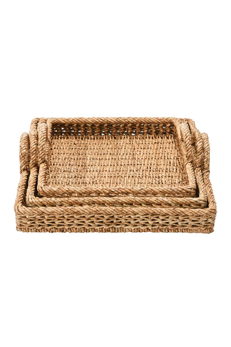 S/3 Decorative Water Hyacinth Tray, Main, color, Natural