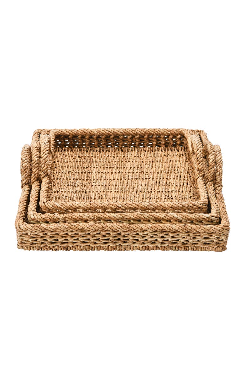 Storied Home S/3 Decorative Water Hyacinth Tray, Main, color, Natural