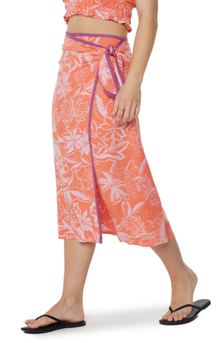 Roxy Palma Floral Wrap Skirt, Alternate, color, Tigerlily Tropicool