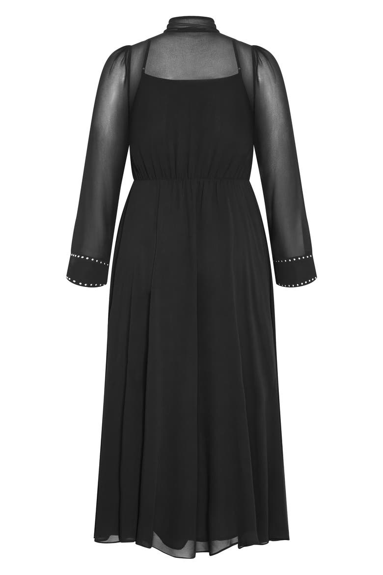 Kara Long Sleeve A-Line Dress, Alternate, color, BLACK