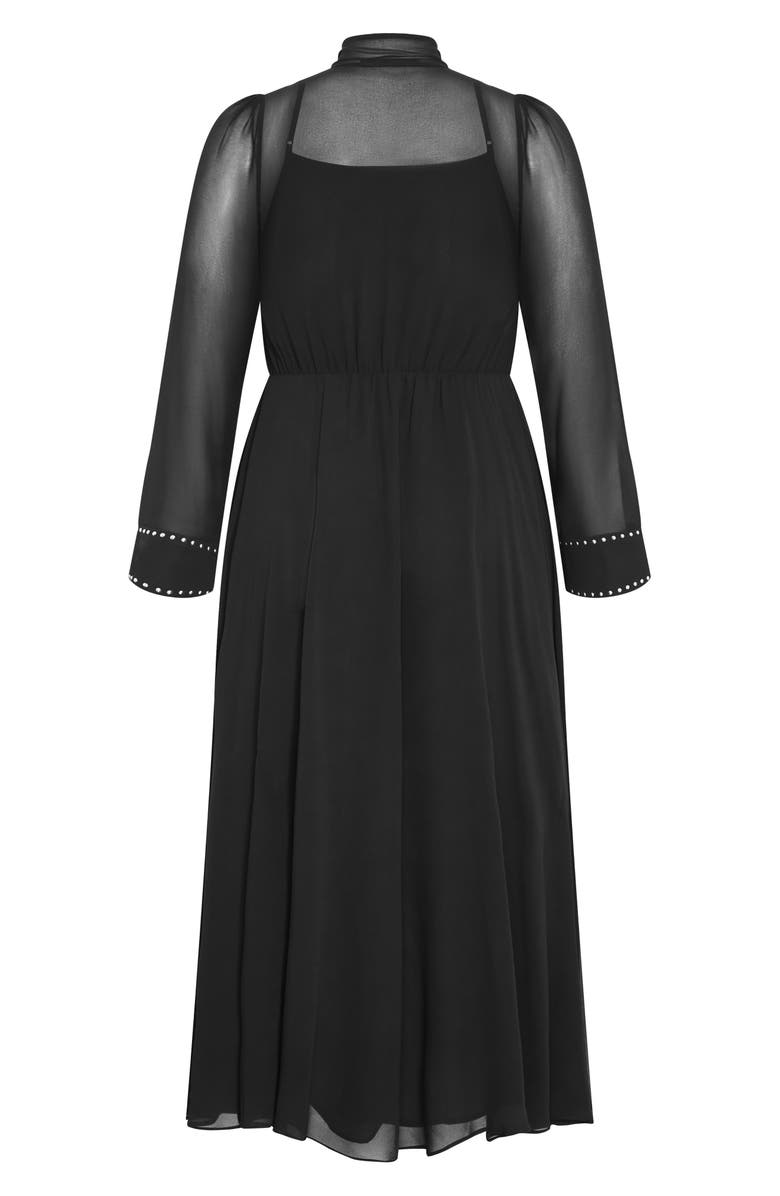 City Chic Kara Long Sleeve A-Line Dress, Alternate, color, Black