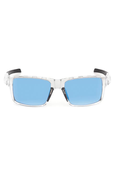 55mm Mirrored Rectangular Sunglasses