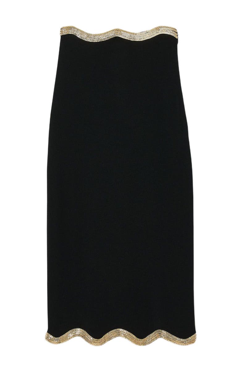 SANDRO Long knitted skirt with chain detail, Alternate, color, Black