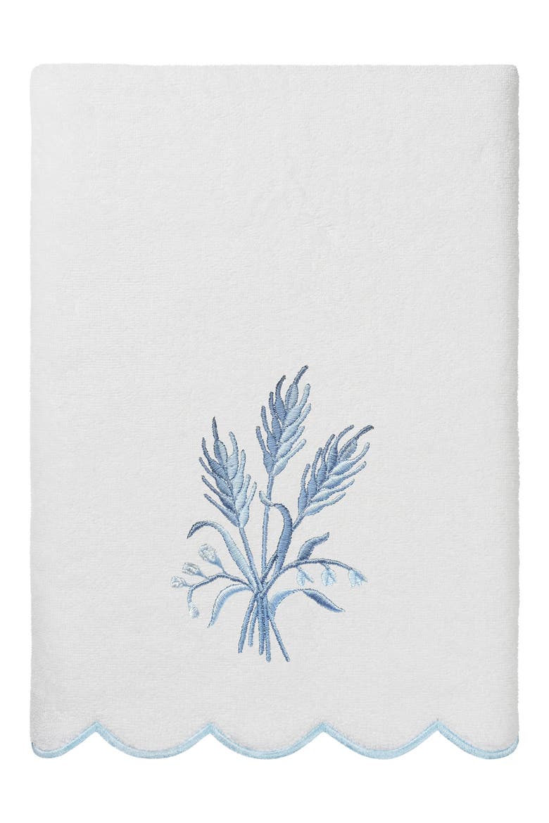 Whitney Scalloped 3-Piece Embellished Towel Set, Alternate, color, WHITE/ BLUE