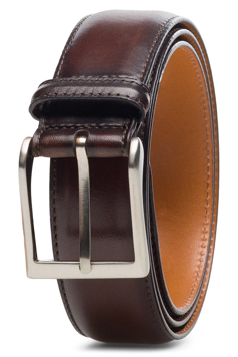Viento Leather Belt, Main, color, MIDBROWN