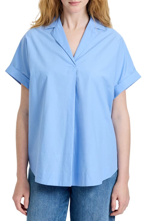Cotton Poplin Popover Top