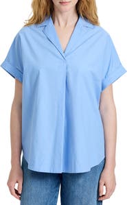 French Connection Cotton Poplin Popover Top