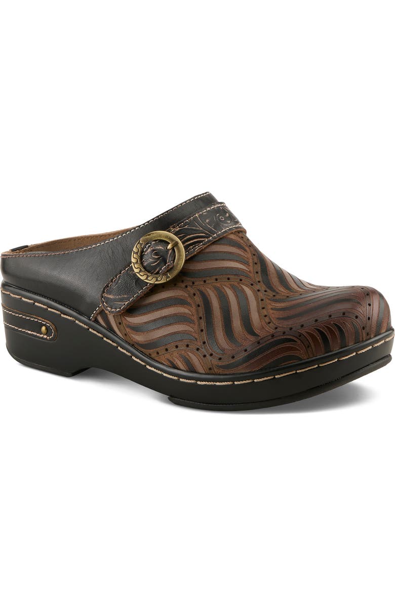 L'Artiste by Spring Step Sova Mule, Main, color, Black/ Brown Multi