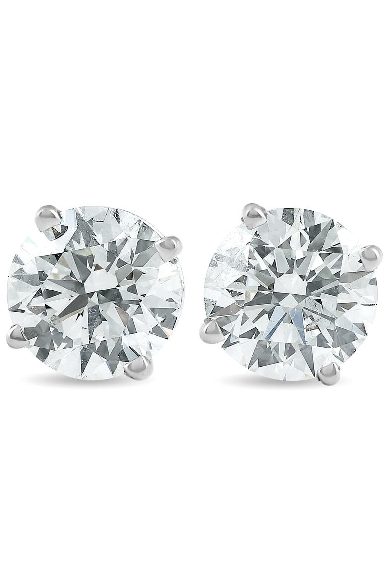 2 Ct TW Round Lab Grown Diamond Studs 14K Gold With Screw Backs, Main, color, 14k White Gold