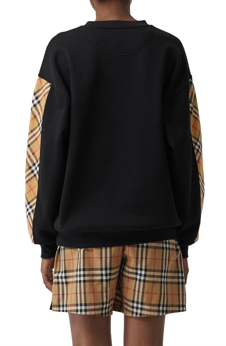 Burberry Bronx Check Sleeve Sweatshirt, Alternate, color, 