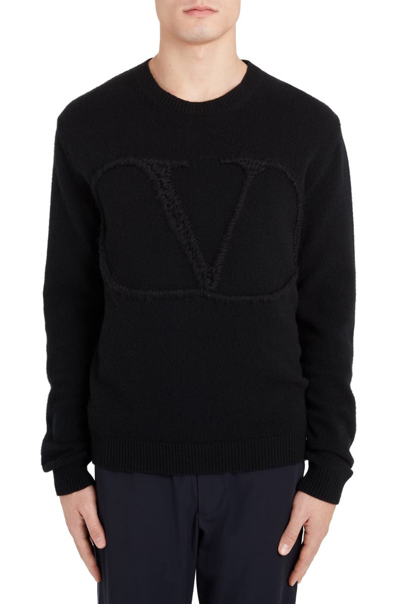 Valentino VLOGO Crewneck Wool & Cashmere Sweater, Main, color,