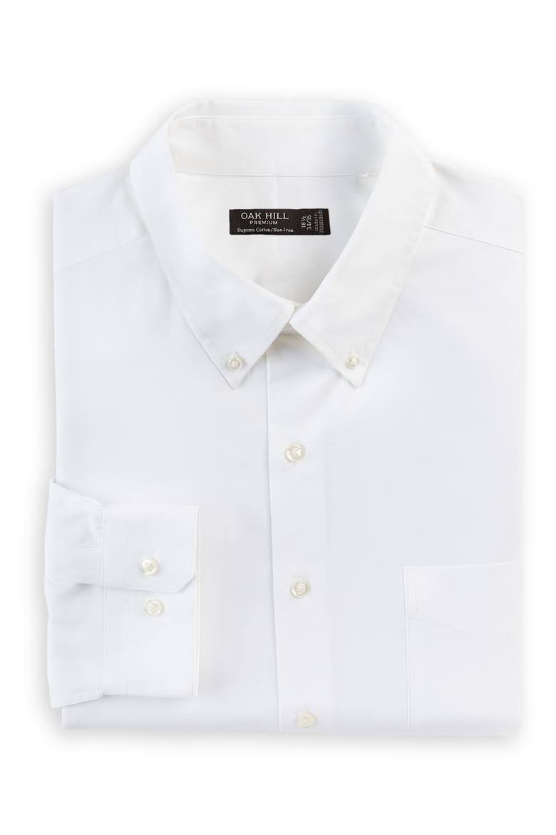 Big & Tall Pinpoint Dress Shirt, Main, color, WHITE