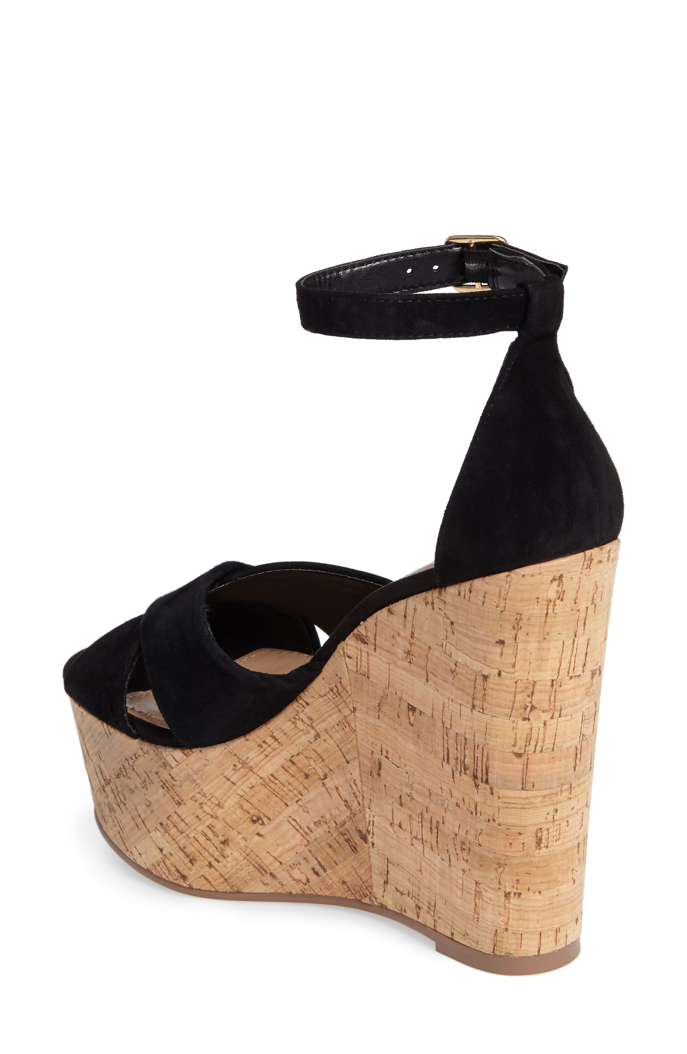 Striking Platform Wedge, Alternate, color, BLACK SUEDE