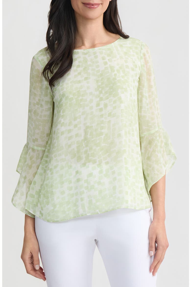 Ruffle Sleeve Top, Main, color, CELERY MULTI
