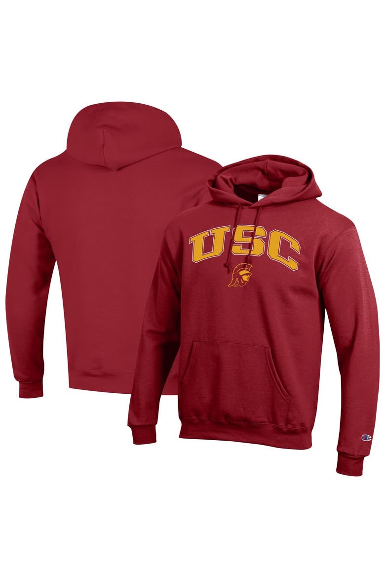 Men's Champion  Crimson USC Trojans Arched Logo Fleece Pullover Hoodie, Main, color, Crimson