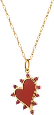 Monica Rich Kosann 18K Gold Mini Carnelian Pendant Necklace