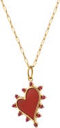 Monica Rich Kosann 18K Gold Mini Carnelian Pendant Necklace