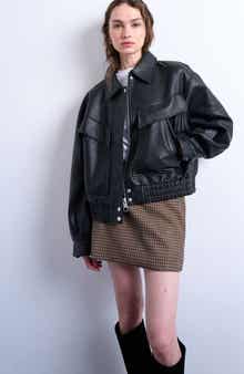 Topshop Boxy Faux Leather Bomber Jacket