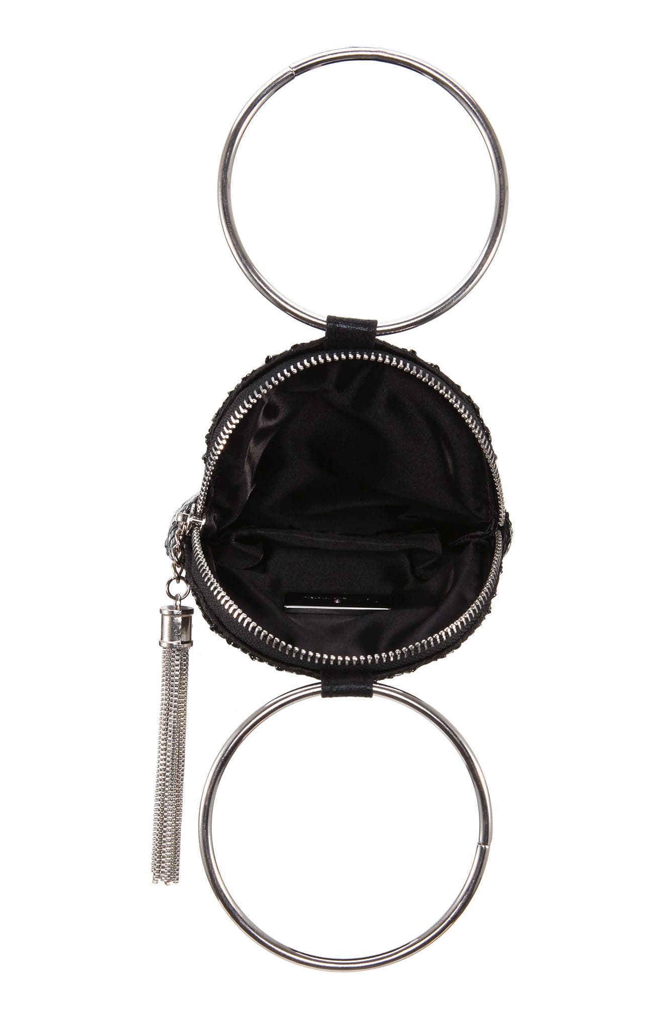 Metallic Mesh Handbag, Alternate, color, BLACK