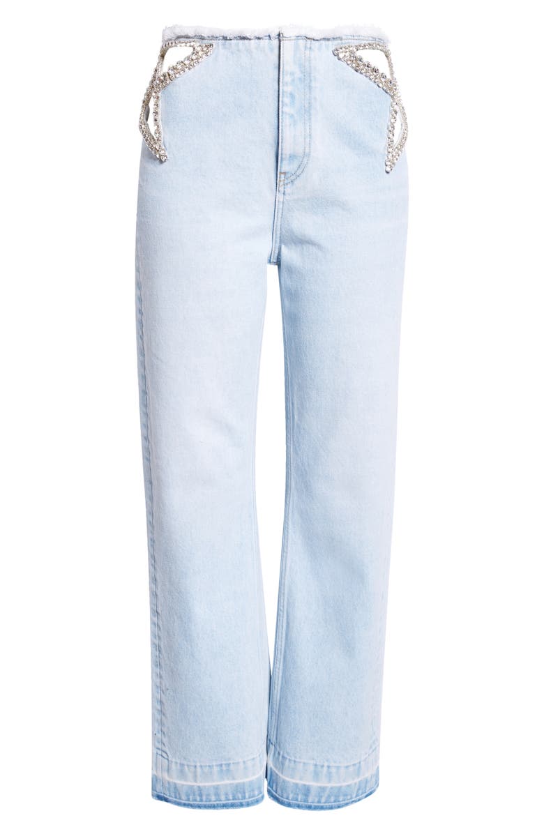 Stella McCartney Crystal Star Cutout Denim Jeans, Alternate, color, 