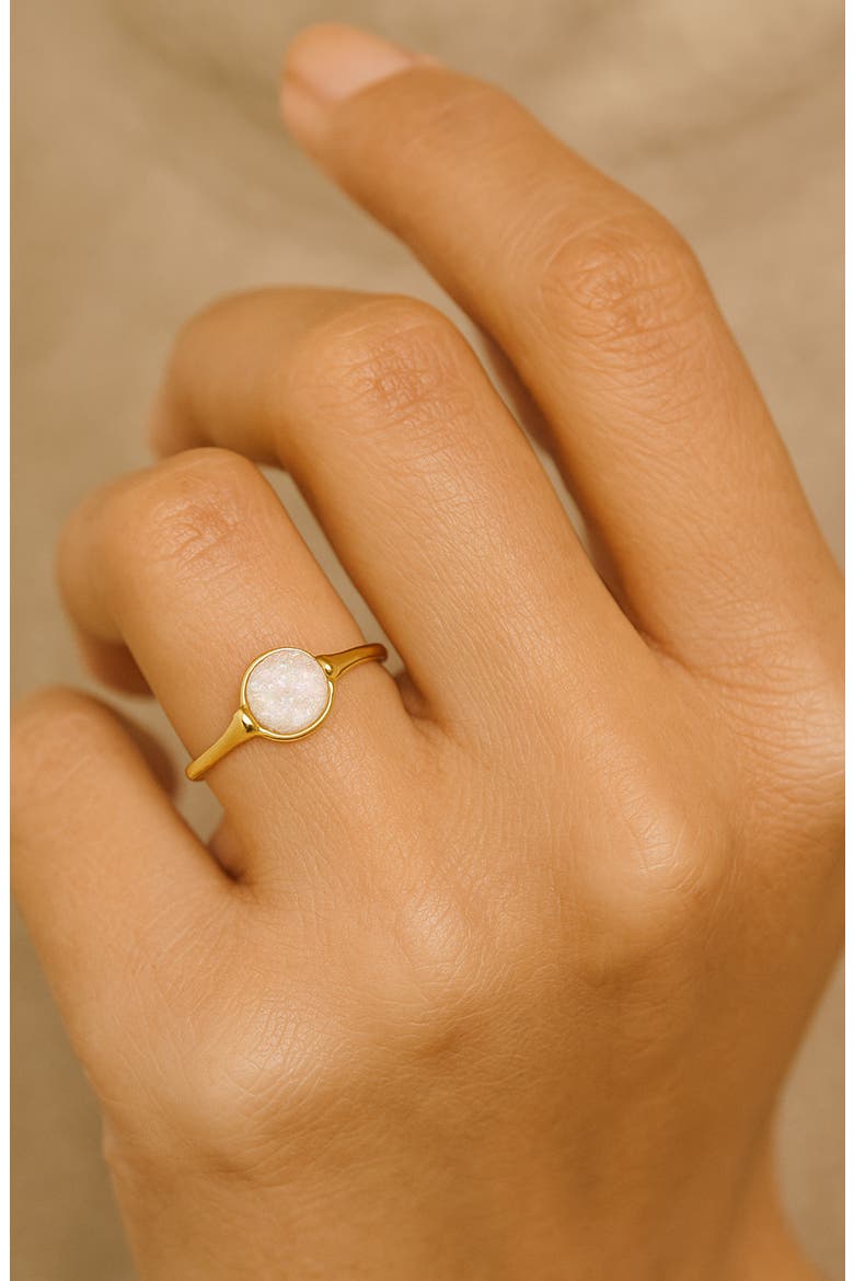 Semi-Precious Round Drusy Ring, Alternate, color, GOLD