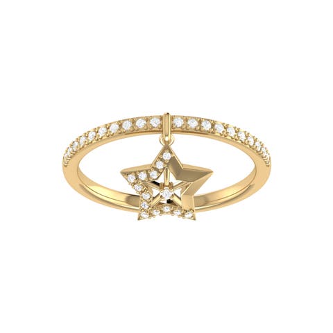 Lucky Star Silver Diamond Charm Ring