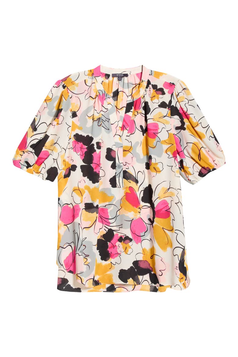 Puff Sleeve Popover Top, Alternate, color, FLORAL BALLET