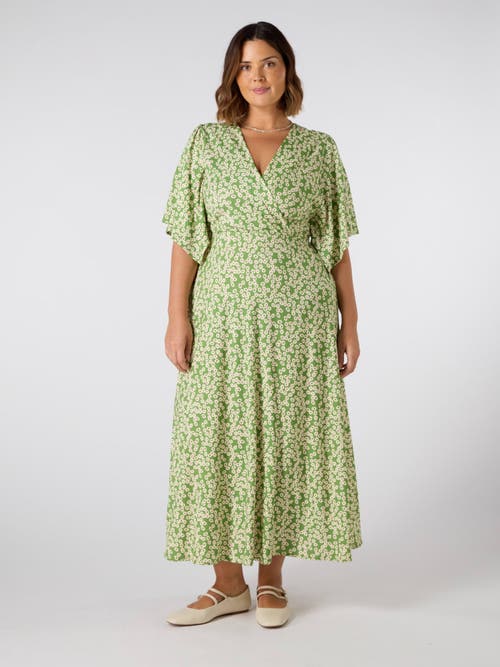 Live Unlimited Jersey Angel Sleeve Wrap Dress In Brown