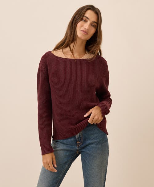 Pact Luxe Knit Boatneck Sweater In Burgundy