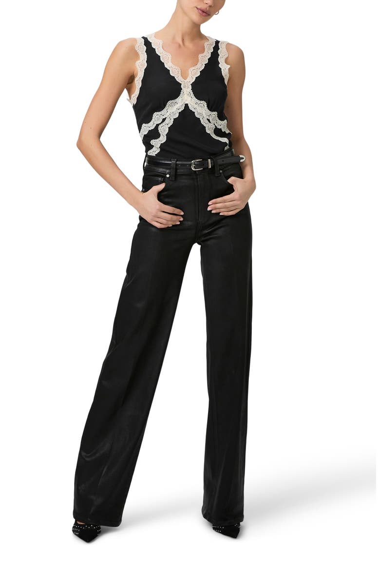 Terezia Lace Trim Silk Tank, Alternate, color, BLACK W/ ANTIQUE WHITE LACE