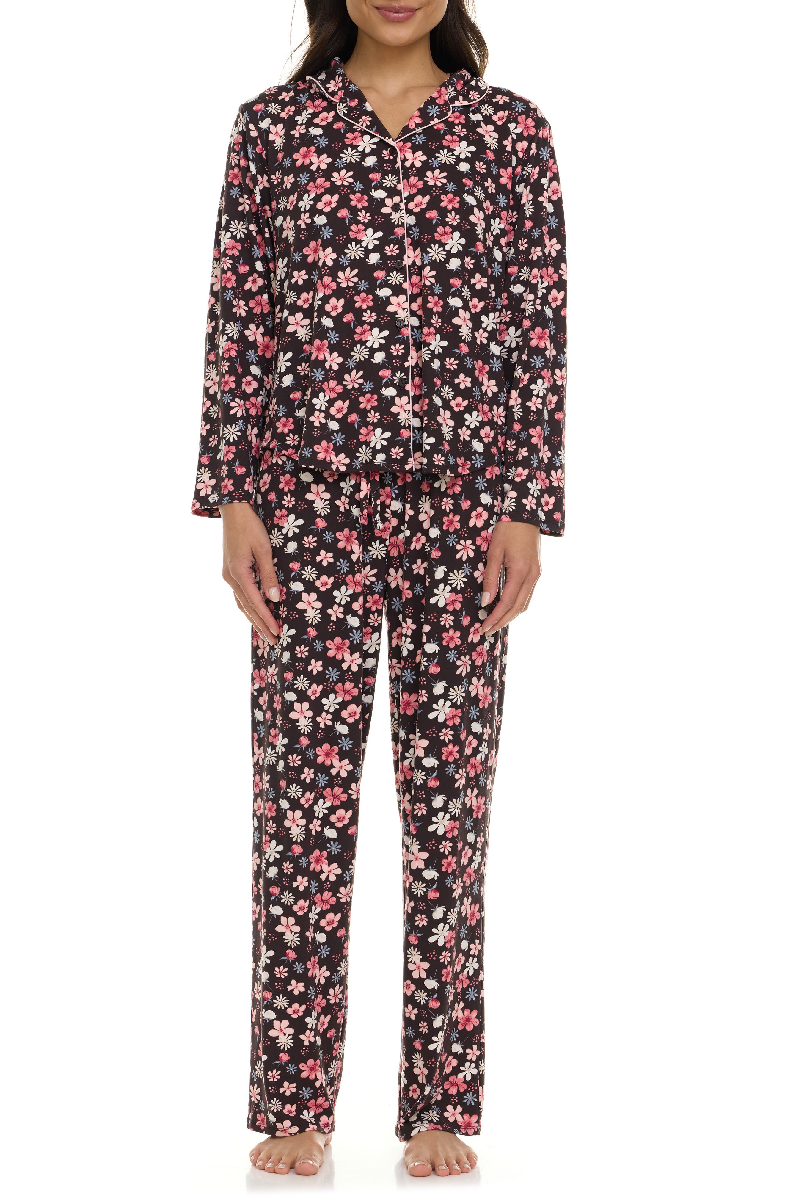 Flora By Flora Nikrooz Lindsey Collared Knit Pajamas
