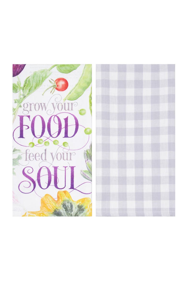 Vegetable Garden Printed Kitchen Towel Set of 2, Main, color, Purple