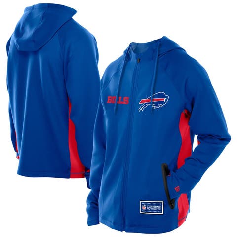 Men's New Era  Royal Buffalo Bills Combine Authentic Raglan Scuba Full-Zip Hoodie