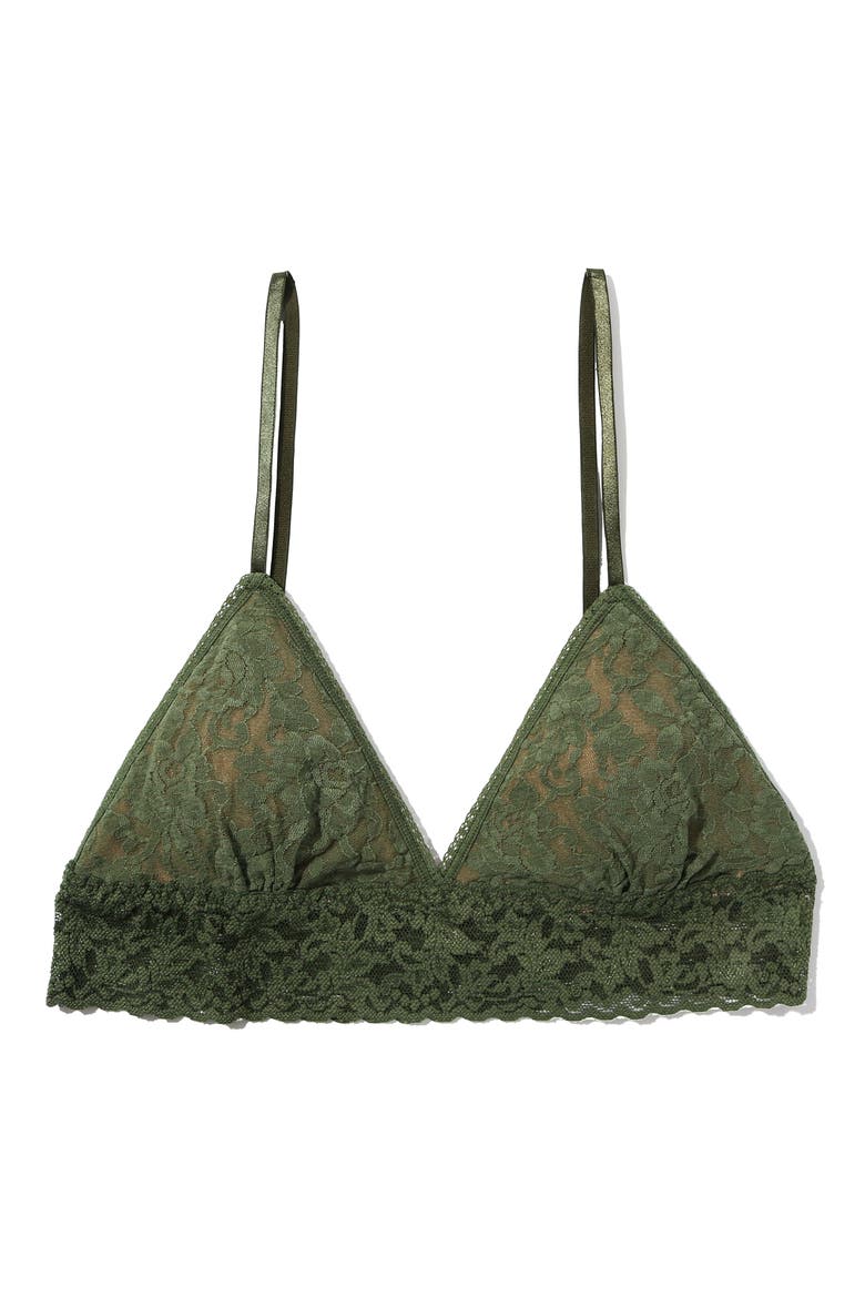 Signature Lace Padded Bralette, Alternate, color, HERB GREEN
