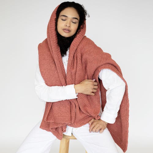 Pink Lemonade Tara Organic Cotton Throw Blanket In Gray