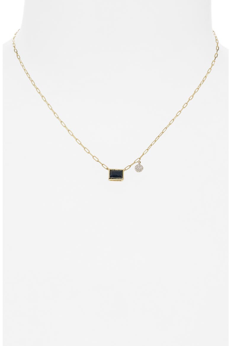 Sapphire Pendant & Diamond Charm Necklace, Alternate, color, BLUE