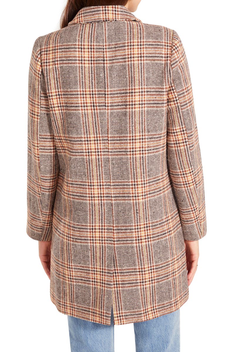 BB Dakota by Steve Madden Check You Out Plaid Longline Blazer, Alternate, color,