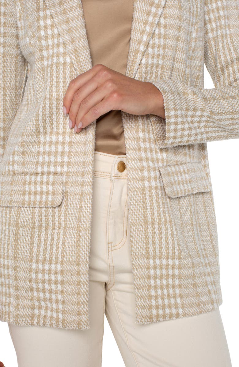 Liverpool Los Angeles Plaid Boyfriend Blazer, Alternate, color, Cream Tan Plaid