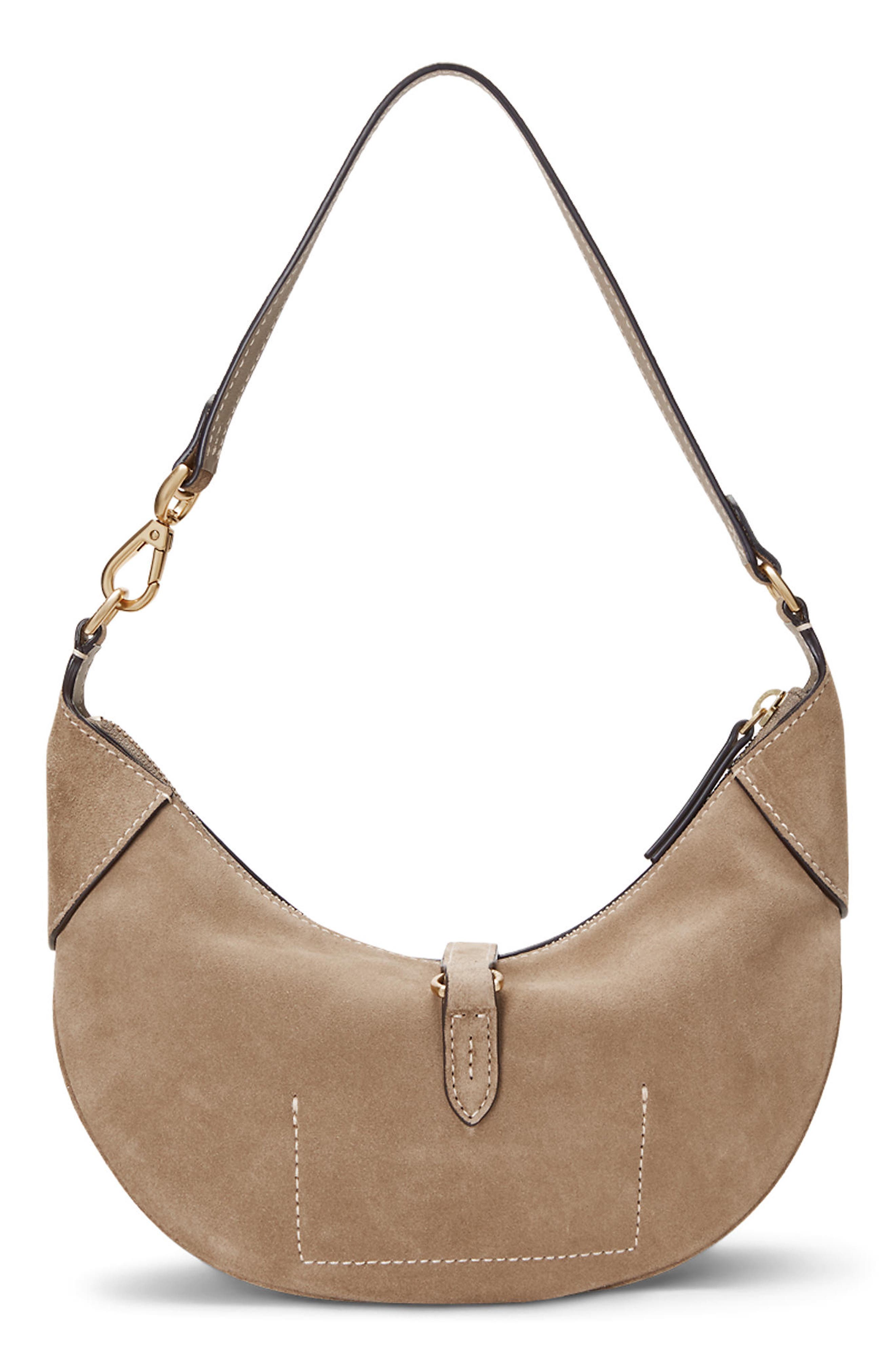 Mini Polo ID Suede Shoulder Bag, Alternate, color, CLAY