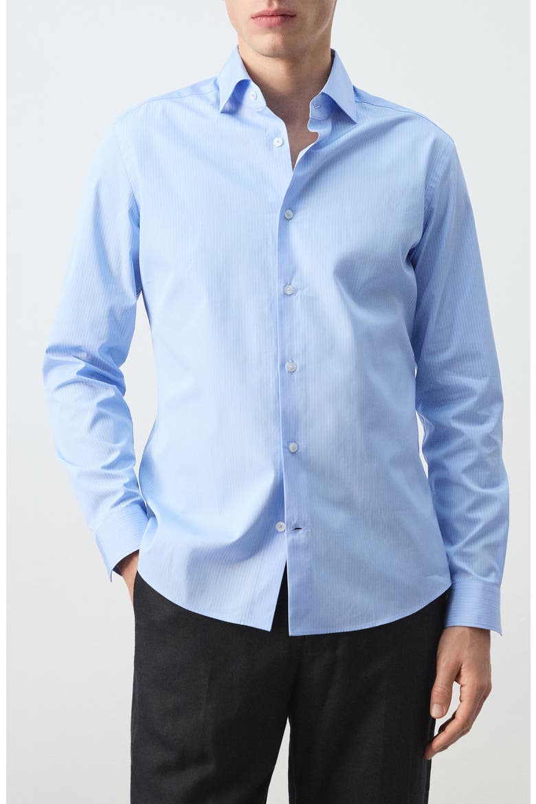 Slim Fit Stripe Cotton Button-Up Shirt, Main, color, SKY BLUE