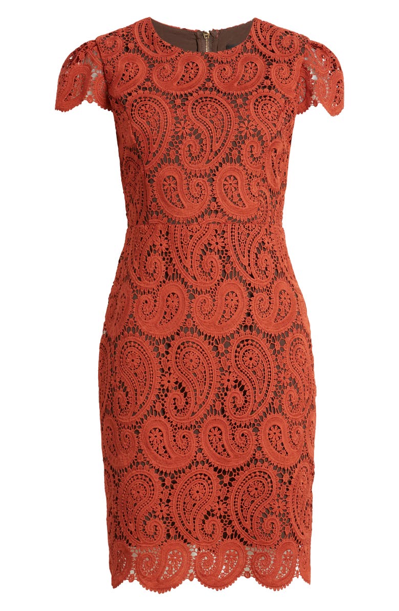 Tahari ASL Paisley Lace Cap Sleeve Dress, Alternate, color, 