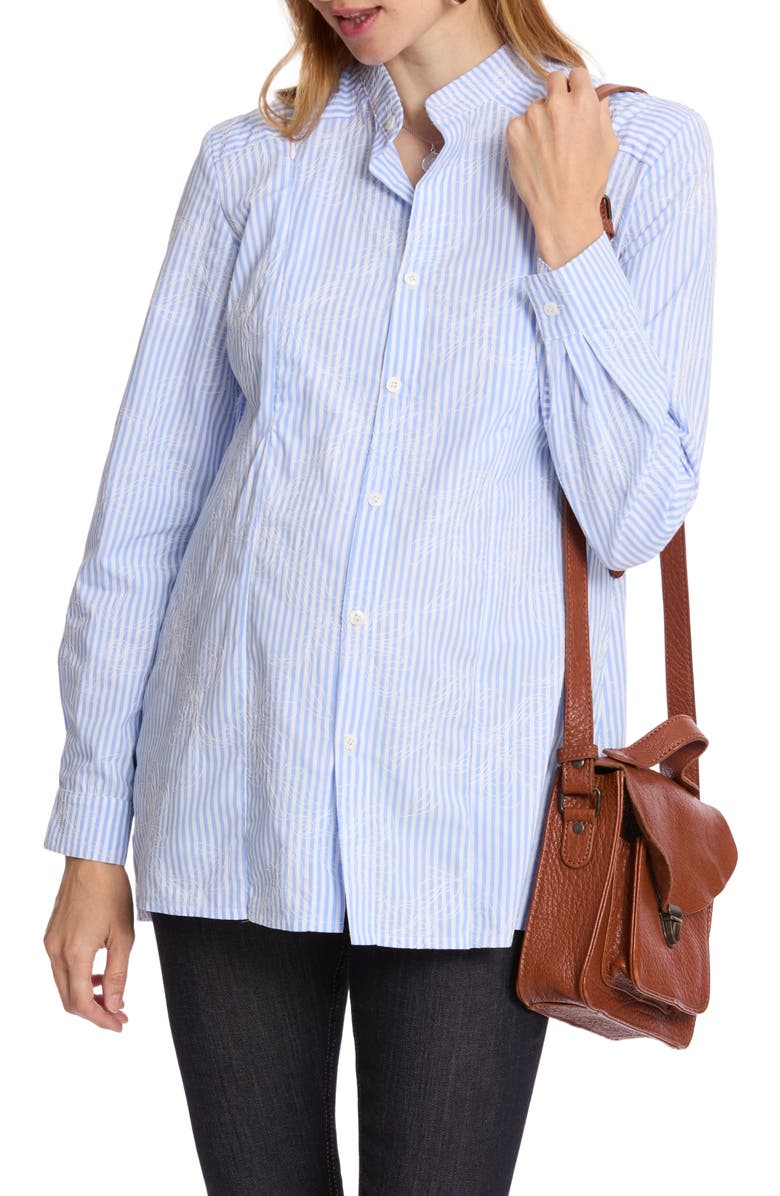 Cache Coeur Camille Maternity and Nursing Shirt, Alternate, color, Blue