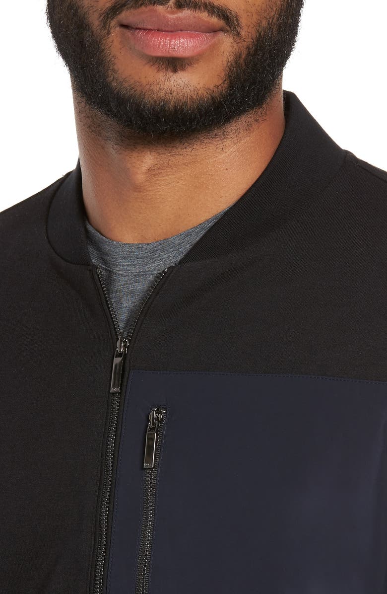 BOSS Skiles 06 Mixed Media Bomber Jacket, Alternate, color, 