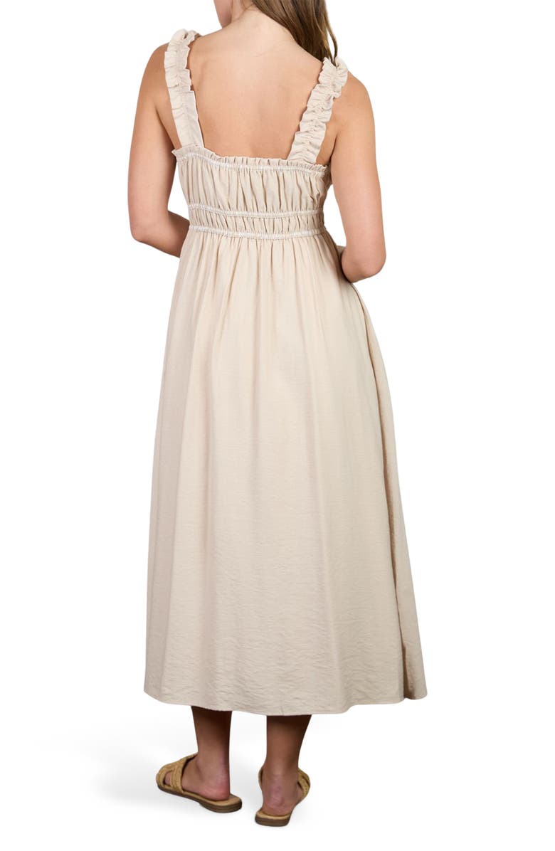 AUGUST SKY Bow Empire Waist Sundress, Alternate, color, Khaki