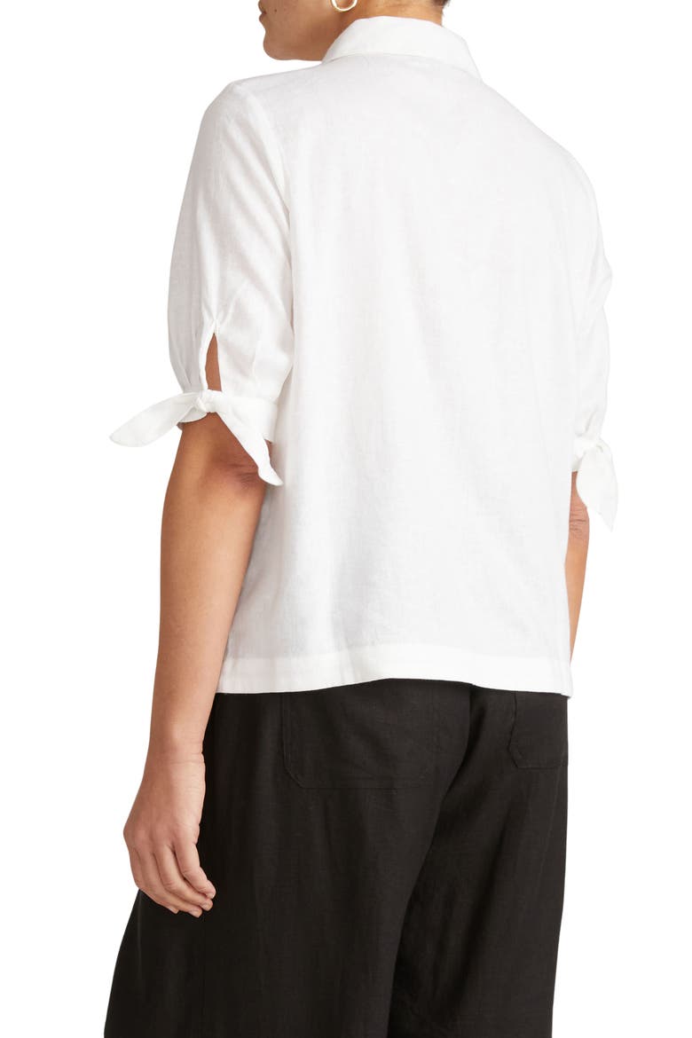 Luisa Linen Blend Button-Up Shirt, Alternate, color, BRIGHT WHITE